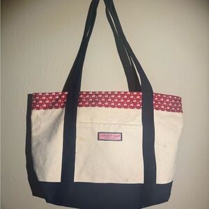 SOLD Vineyard Vines Red and Cream Nautical Tote